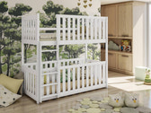 (60x120cm) Solid Pine Bunk Bed with Integrated Cot White Matt