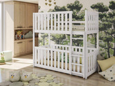 (60x120cm) Solid Pine Bunk Bed with Integrated Cot White Matt Foam Mattresses