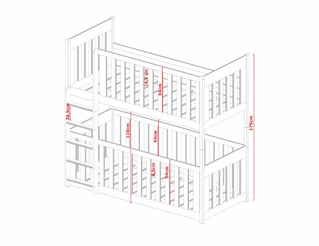 (60x120cm) Solid Pine Bunk Bed with Integrated Cot