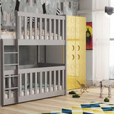 (60x120cm) Solid Pine Bunk Bed with Integrated Cot Grey Matt