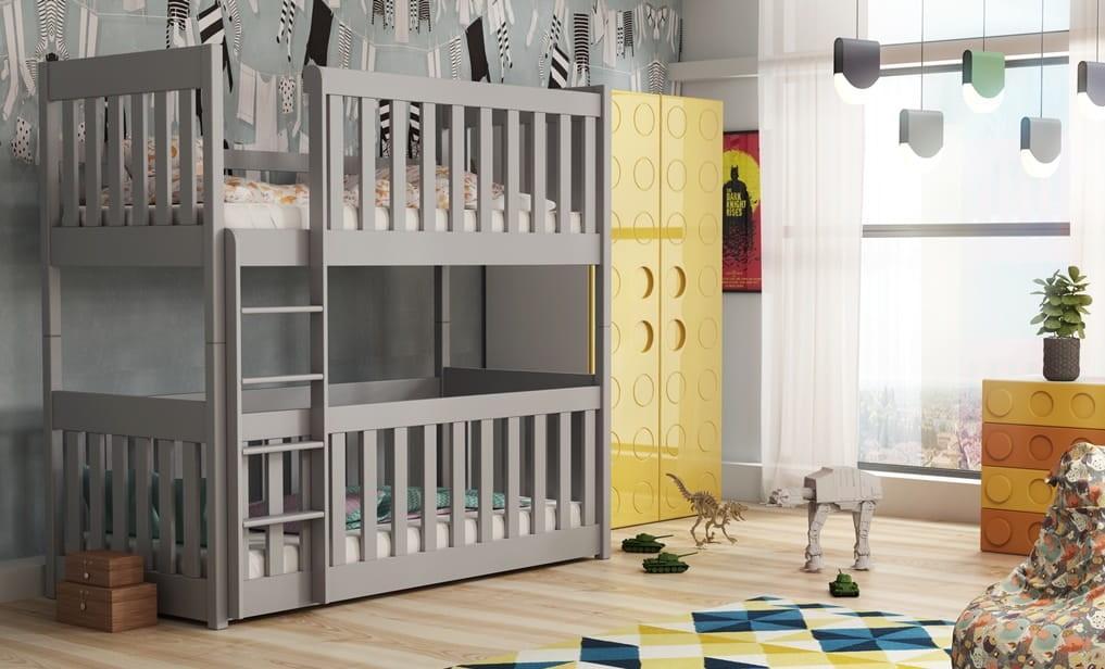 (60x120cm) Solid Pine Bunk Bed with Integrated Cot Grey Matt
