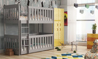 (60x120cm) Solid Pine Bunk Bed with Integrated Cot