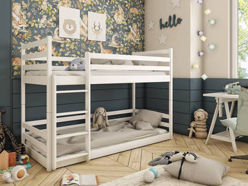 Single (3ft) Low Profile Solid Pine Bunk Bed White