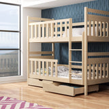 Single (3ft) Solid Pine Bunk Bed with Storage Drawers Pine Foam Mattresses