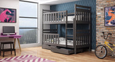 Single (3ft) Solid Pine Bunk Bed with Storage Drawers Graphite Foam Mattresses