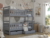 Single (3ft) Solid Pine Bunk Bed with Storage Drawers Grey Matt