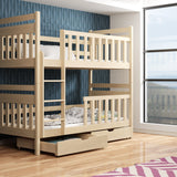Single (3ft) Solid Pine Bunk Bed with Storage Drawers Pine