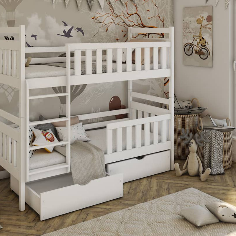 Monika Single (3ft) Solid Pine Bunk Bed with Storage Drawers