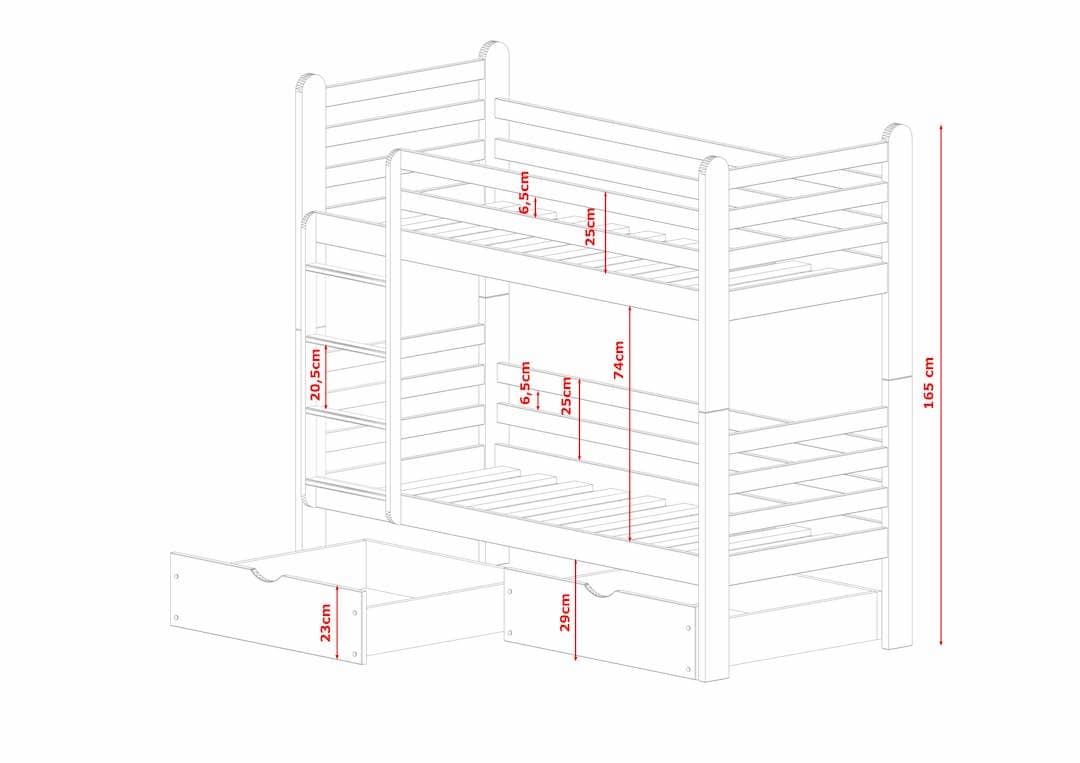 Wooden Bunk Bed Patryk with Storage-Bunk Bed