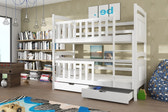 Single (3ft) Solid Pine Bunk Bed with Under Bed Storage Drawers White Matt Foam Mattresses