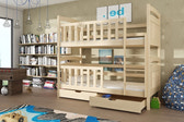 Single (3ft) Solid Pine Bunk Bed with Under Bed Storage Drawers Pine Foam Mattresses