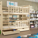 Single (3ft) Solid Pine Bunk Bed with Under Bed Storage Drawers Pine