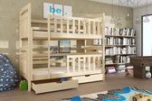 Single (3ft) Solid Pine Bunk Bed with Under Bed Storage Drawers Pine