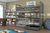 Single (3ft) Solid Pine Bunk Bed with Under Bed Storage Drawers Graphite Foam Mattresses