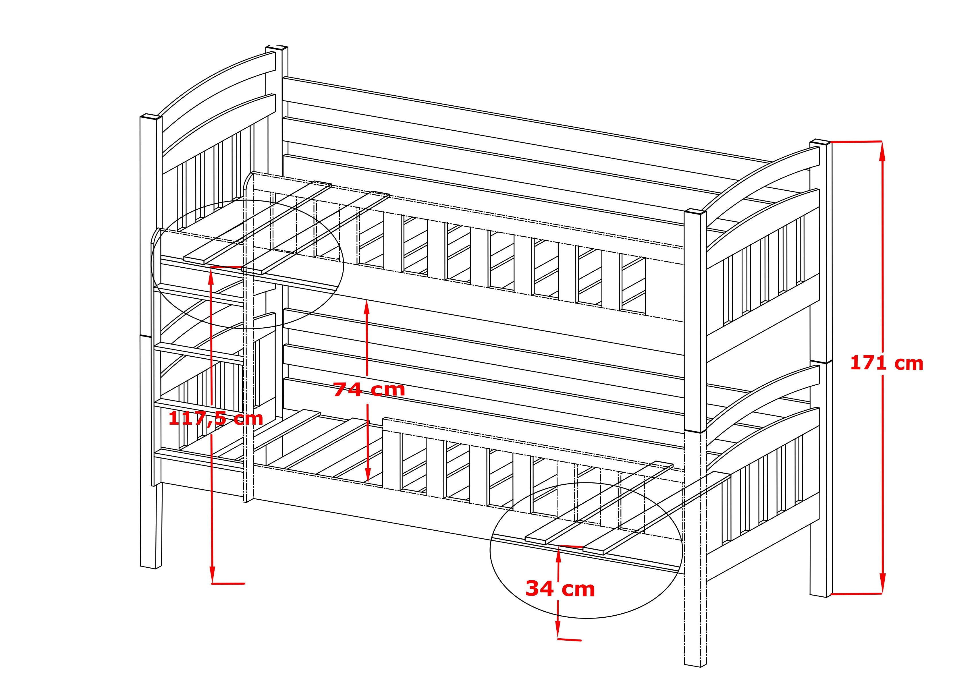 Wooden Bunk Bed Sebus with Storage-Bunk Bed