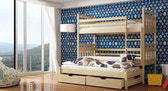 Single (3ft) Solid Pine Bunk Bed with Pull-Out Trundle & Storage Pine Foam Mattresses