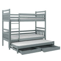 Wooden Bunk Bed Seweryn with Trundle and Storage-Bunk Bed