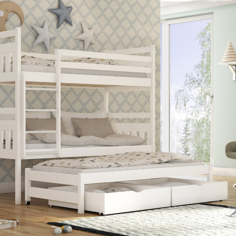 Seweryn Single (3ft) Solid Pine Bunk Bed with Pull-Out Trundle & Storage