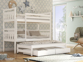 Single (3ft) Solid Pine Bunk Bed with Pull-Out Trundle & Storage White Matt