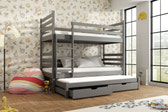 Single (3ft) Solid Pine Bunk Bed with Trundle & Storage Drawers Graphite