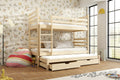 Wooden Bunk Bed Tomi with Trundle and Storage Pine Bunk Bed 