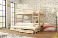 Wooden Bunk Bed Tomi with Trundle and Storage Pine Bunk Bed 