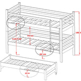 Single (3ft) Solid Pine Bunk Bed with Trundle & Storage Drawers
