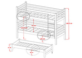 Single (3ft) Solid Pine Bunk Bed with Trundle & Storage Drawers