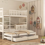 Single (3ft) Solid Pine Triple Sleeper Bunk Bed White Matt