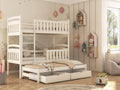 Wooden Bunk Bed Viki with Trundle and Storage White Matt Bunk Bed 