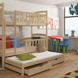 Single (3ft) Solid Pine Triple Sleeper Bunk Bed Pine