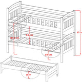 Single (3ft) Solid Pine Triple Sleeper Bunk Bed