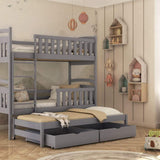 Single (3ft) Solid Pine Triple Sleeper Bunk Bed Grey Matt