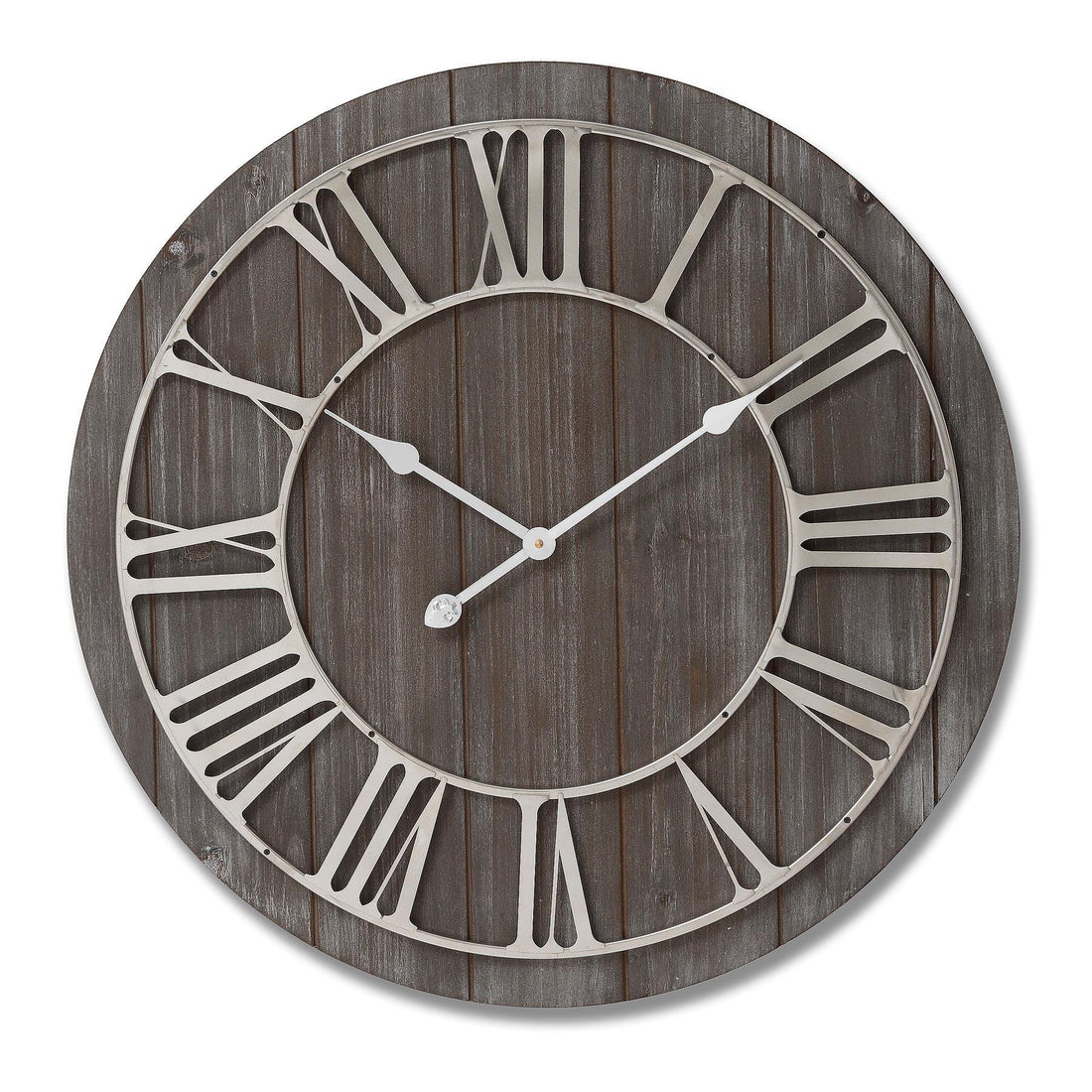 Wooden Clock With Contrasting Nickel Detail - £129.95 - Wall Clocks 
