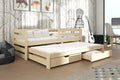 Wooden Double Bed Senso with Trundle and Storage Pine Kids Single Bed 