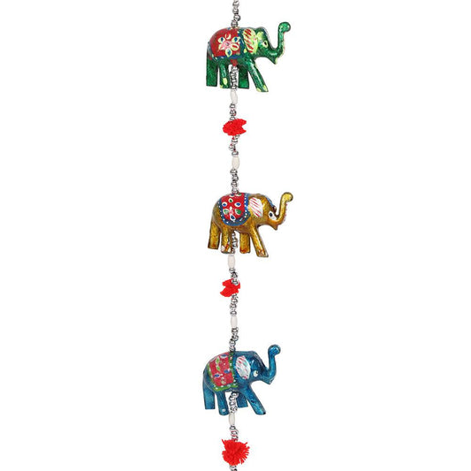 Wooden Hanging Elephant Decoration with Bell - £10.99 - Hanging Decorations 
