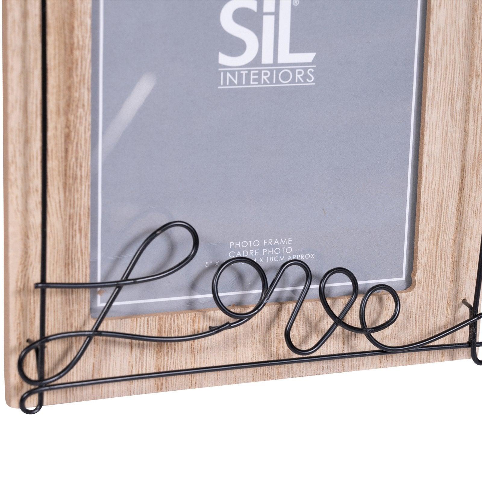 Wooden Photo Frame with Black Wire Love Script 5x7"-Photo Frames