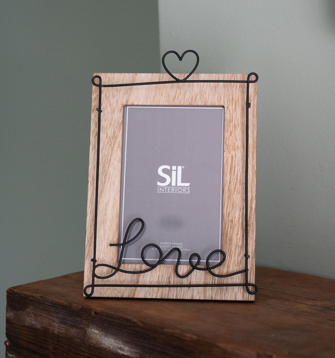 Wooden Photo Frame with Black Wire Love Script 5x7" - £16.99 - Photo Frames 
