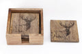 Wooden Set of 4 Engraved Stag Coasters-Coasters & Placemats