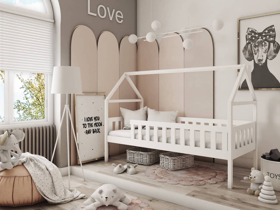 Wooden Single Bed Domi White Kids Single Bed 