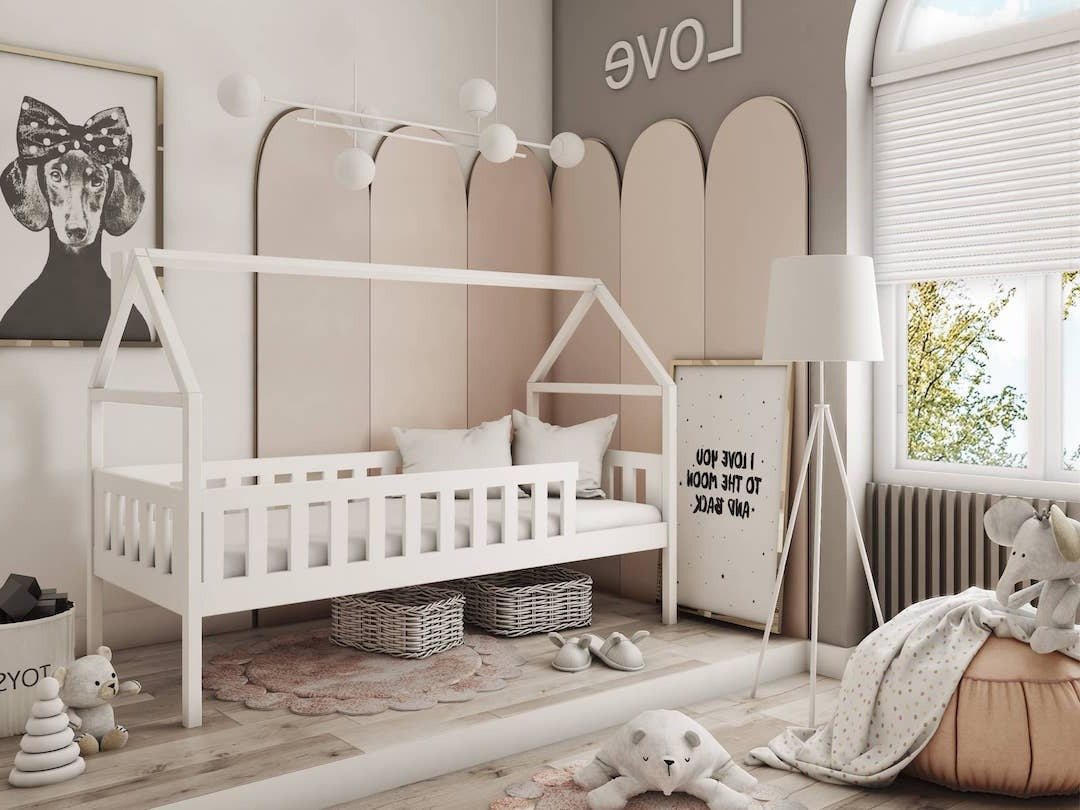 Wooden Single Bed Domi White Kids Single Bed 