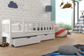Wooden Single Bed Gucio with Storage White Matt Cribs & Toddler Beds 