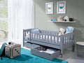 Wooden Single Bed Gucio with Storage Grey Matt Cribs & Toddler Beds 