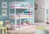 Single (3ft) Solid Pine Triple Bunk Bed White Matt