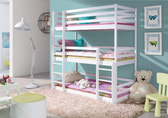 Single (3ft) Solid Pine Triple Bunk Bed Foam Mattresses White Matt