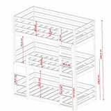 Single (3ft) Solid Pine Triple Bunk Bed