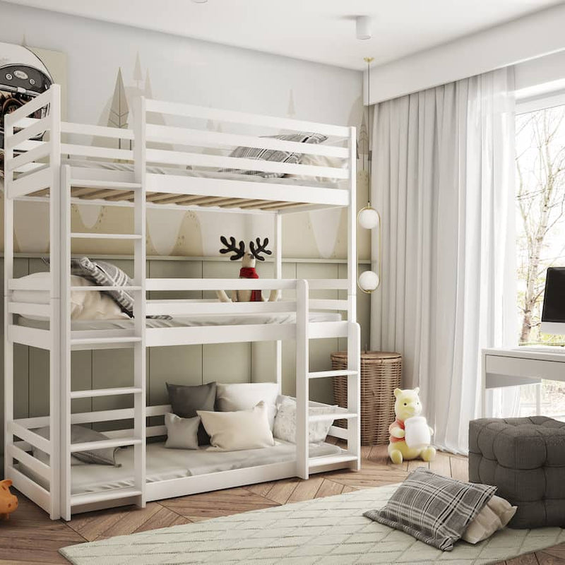 Ted Single (3ft) Solid Pine Triple Bunk Bed